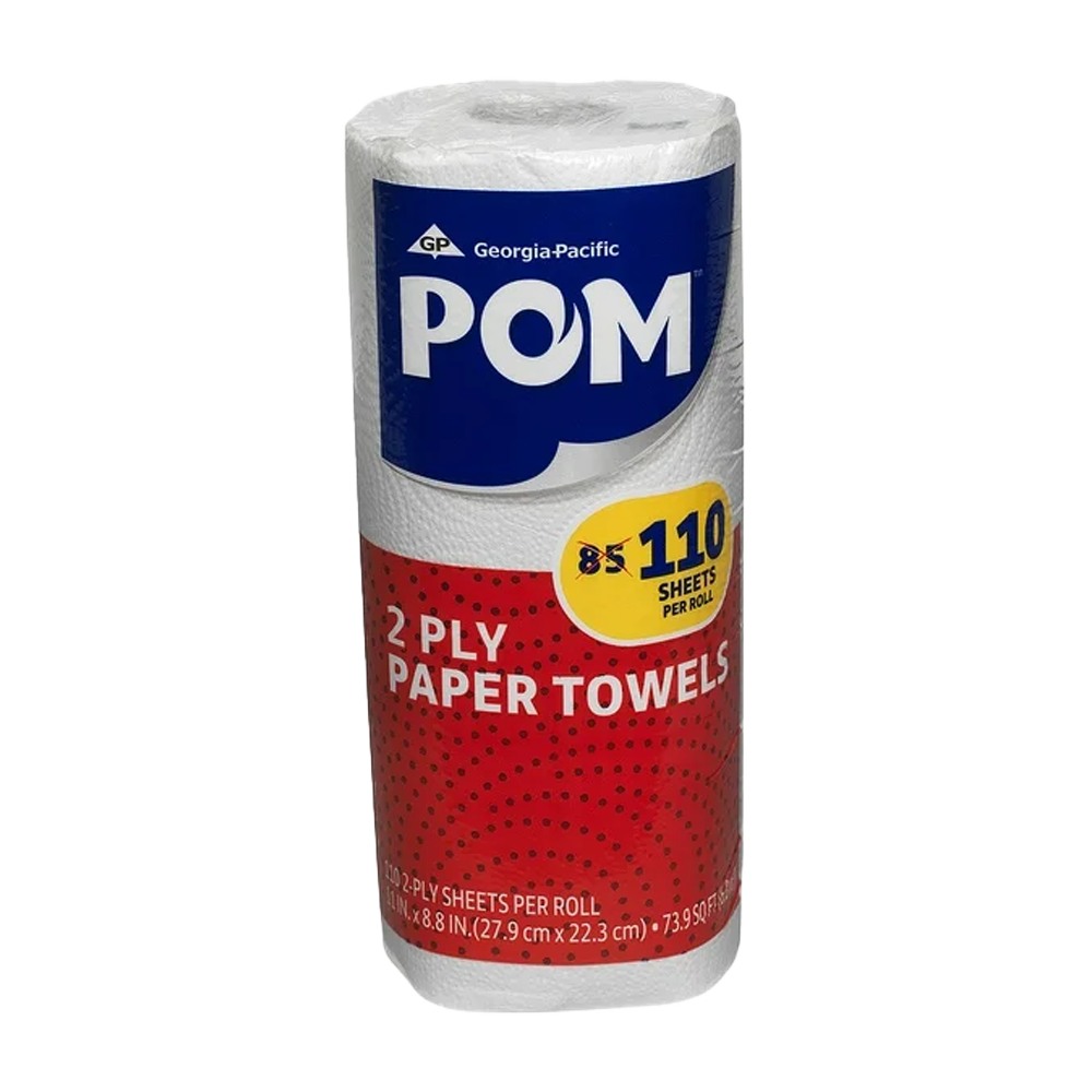 POM 2-Ply Paper Towels 110 sheets/roll, 2 Rolls
