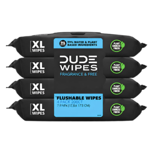 Dude Wipes XL Fragrance Free Flushable, 50 count, 4 pack (200 wipes)