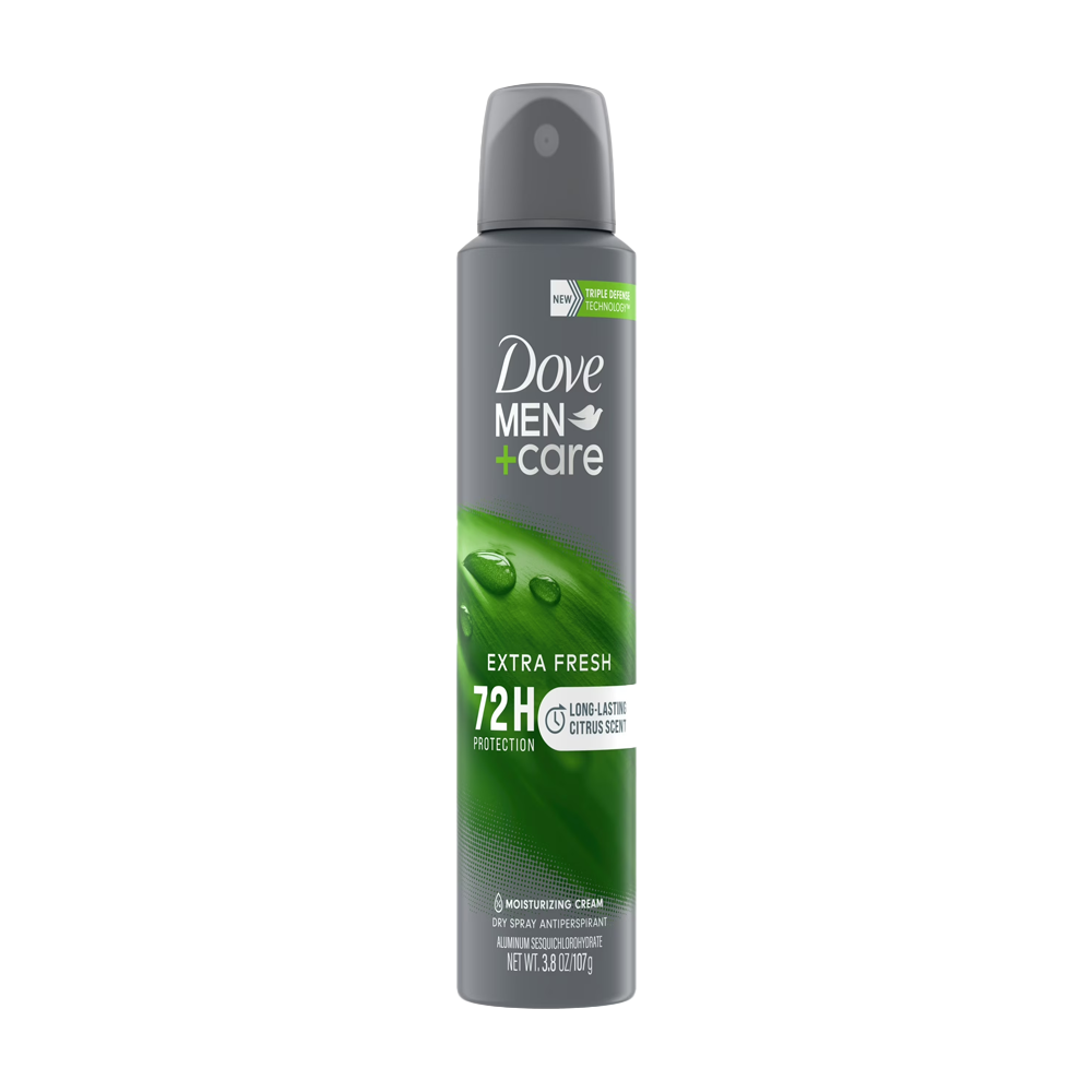 Dove Men+Care Extra Fresh 72 Hour Antiperspirant Deodorant Dry Spray, Citrus, 3.8 oz