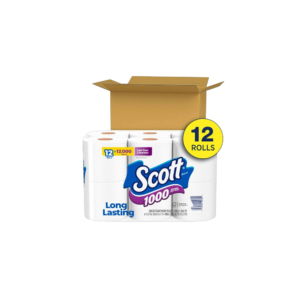Scott 1000 Toilet Paper, 12 Rolls, 1,000 Sheets per Roll