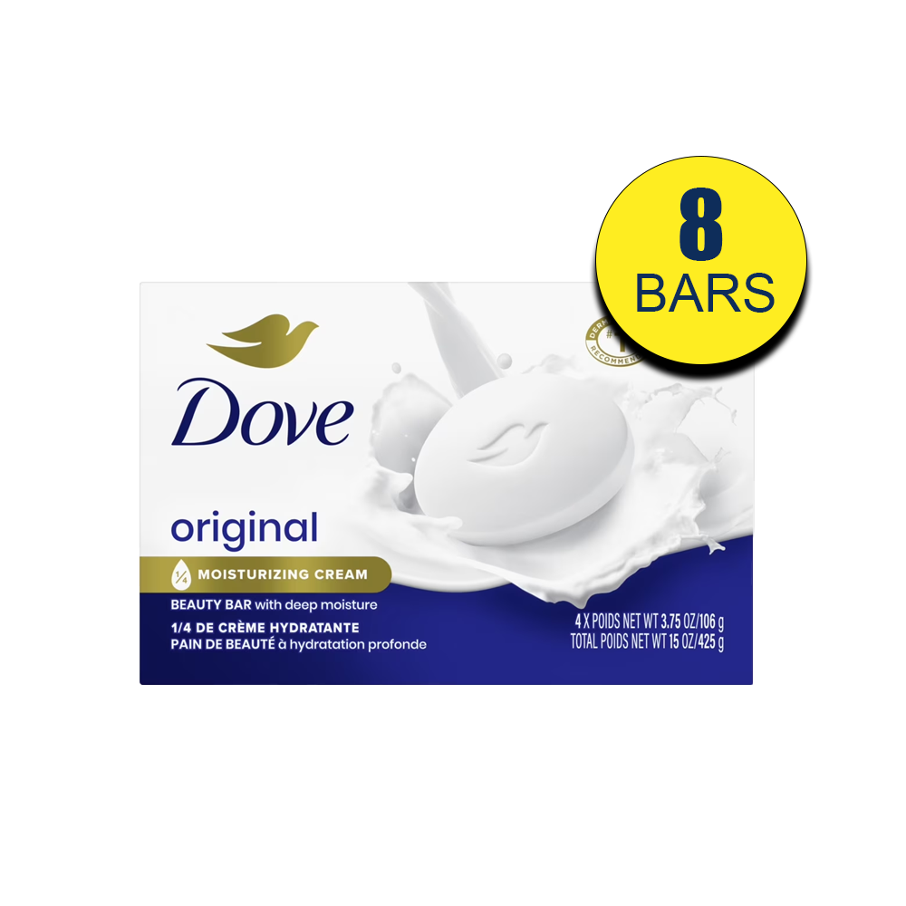 Dove Beauty Bar Soap Original Deep Moisturizing 3.75 oz, 8 Bars