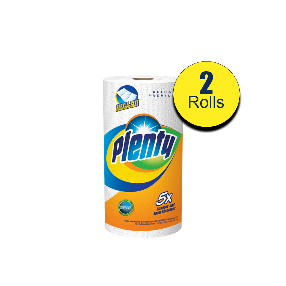 Plenty Paper Towels 110 sheets/roll, 2 rolls