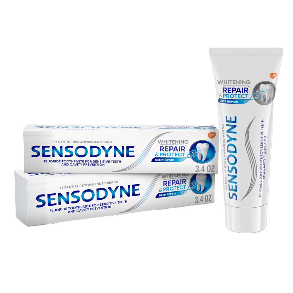 Sensodyne Repair and Protect Whitening Sensitive Toothpaste, Mint Flavor, 3.4 oz, 2 Pack
