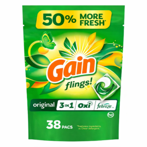 Gain Flings 3 in 1 Laundry Detergent Pacs, Original Scents, 38 ct.